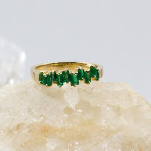 Anillo de Esmeraldas Corte Baguette en Oro Amarillo 18K