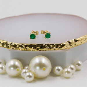 Aretes de 18K con Esmeraldas Redondas