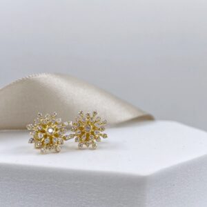 Aretes de Diamantes en Oro Amarillo 18K - ¡Explosión de Diamantes!